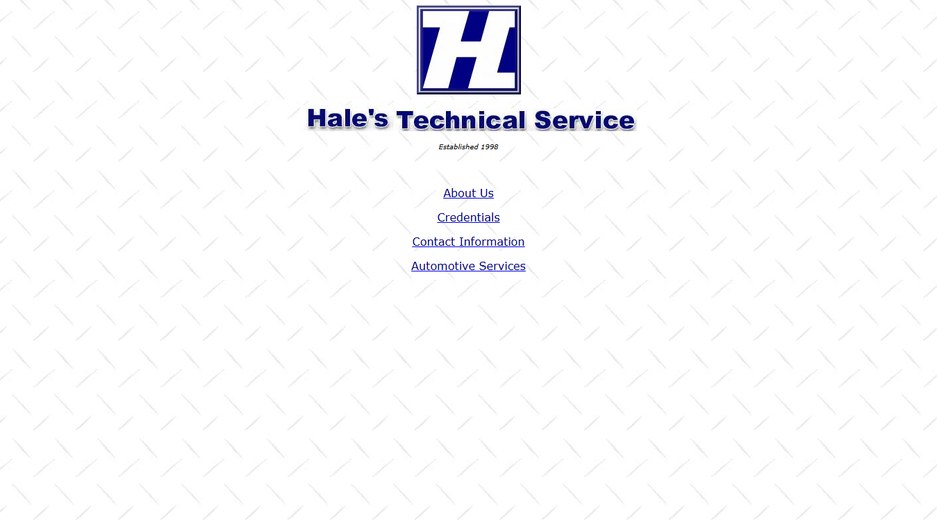 Website screenshot for Hale's Technical Service, Inc.