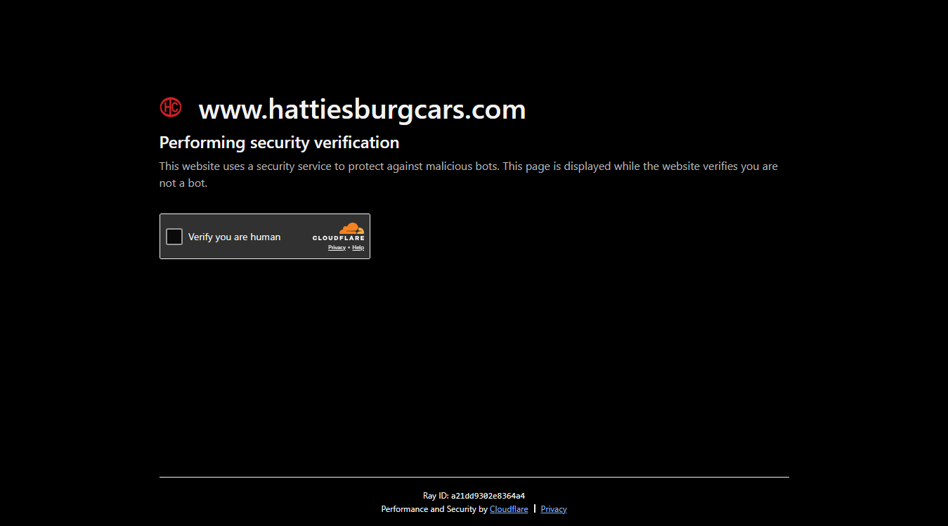 Website screenshot for Hattiesburg Cars Tire & Service