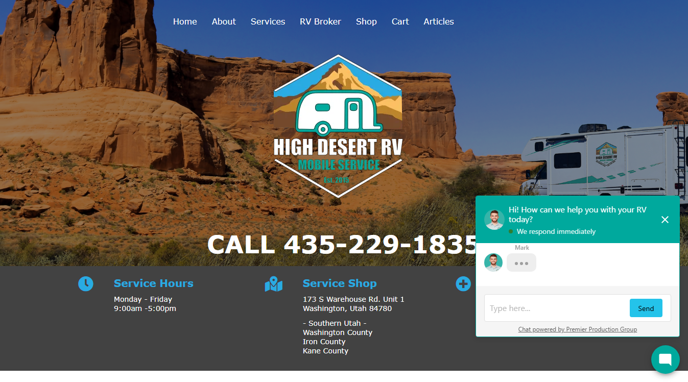 Website screenshot for HDRV Mobile