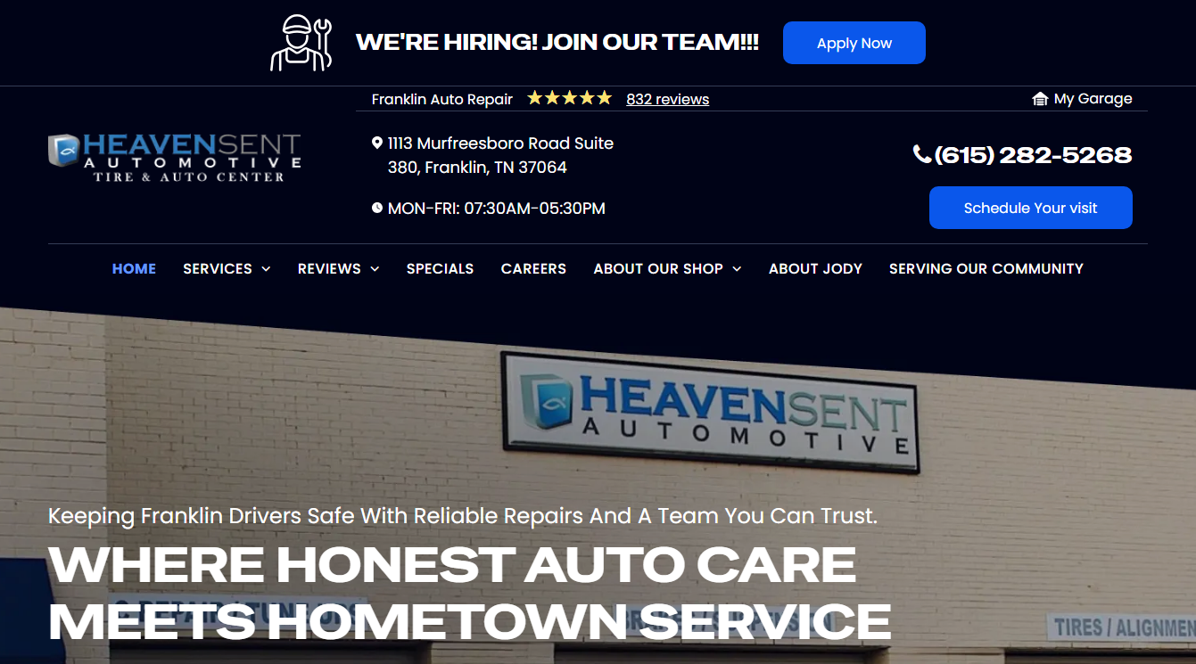 Screenshot of Heaven Sent Automotive