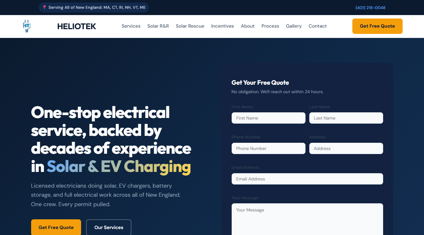 Website screenshot for Heliotek