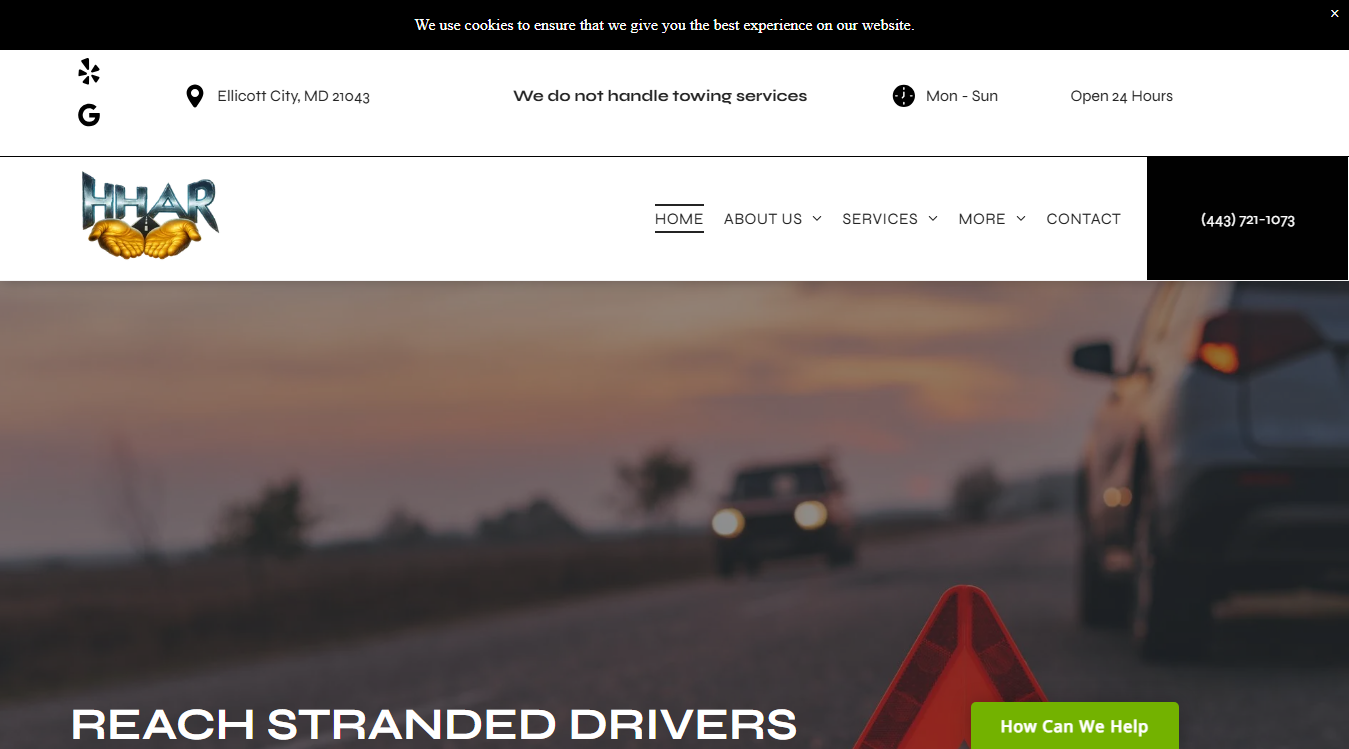 Website screenshot for HELPING HANDS AUTO RESCUE LLC