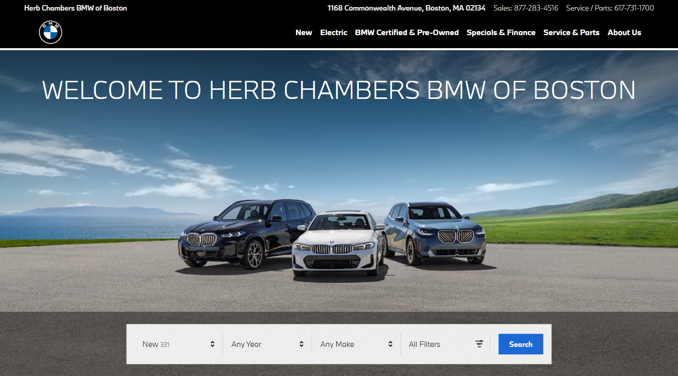Website screenshot for Herb Chambers BMW of Boston Service Center