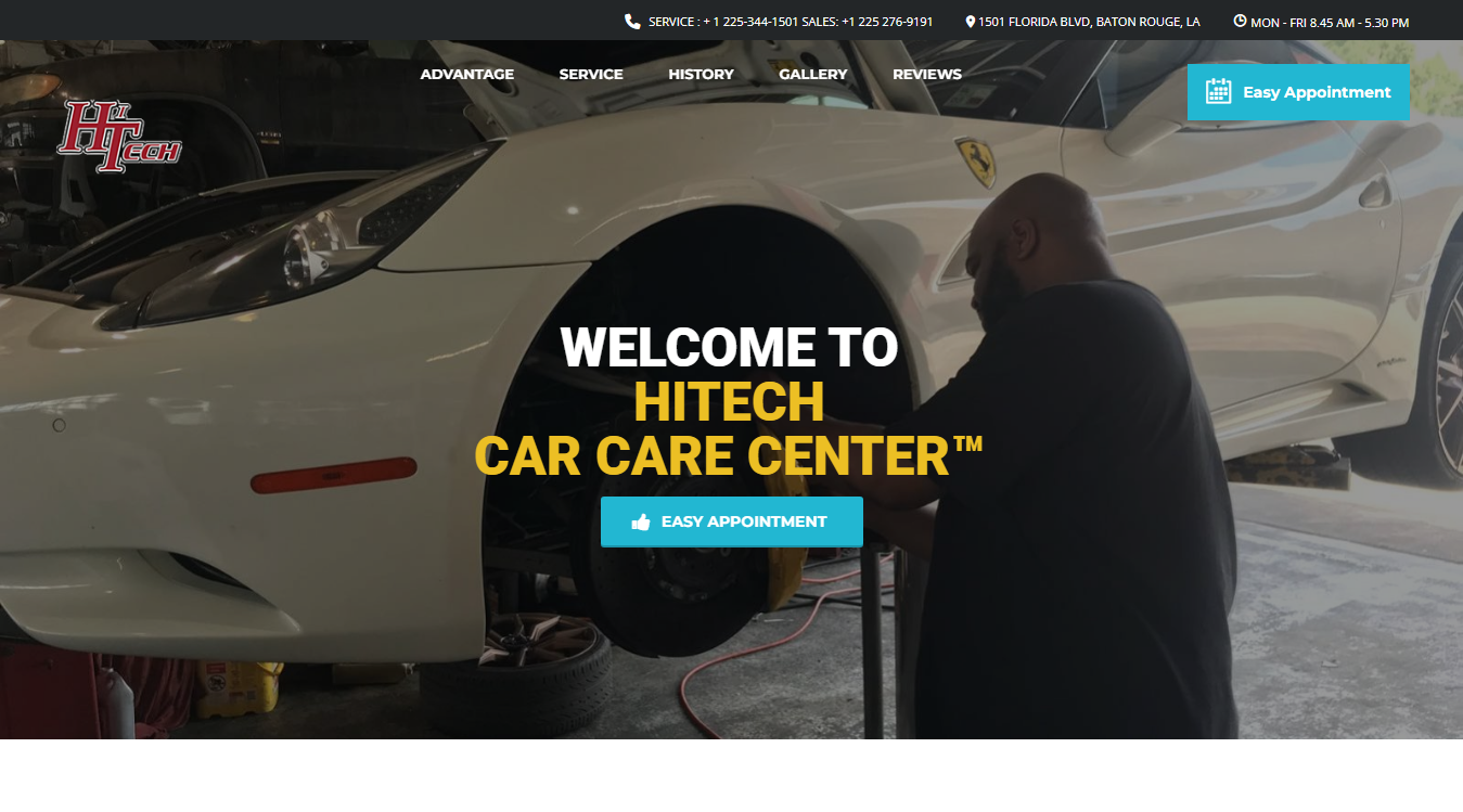 Website screenshot for Hi Tech Car Care Center