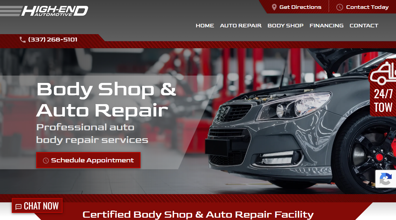 Website screenshot for High-End Automotive LLC