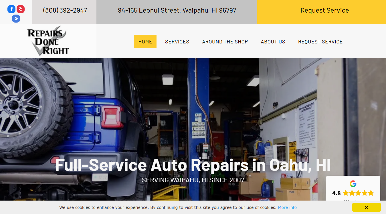 Website screenshot for High Tech Auto Repair