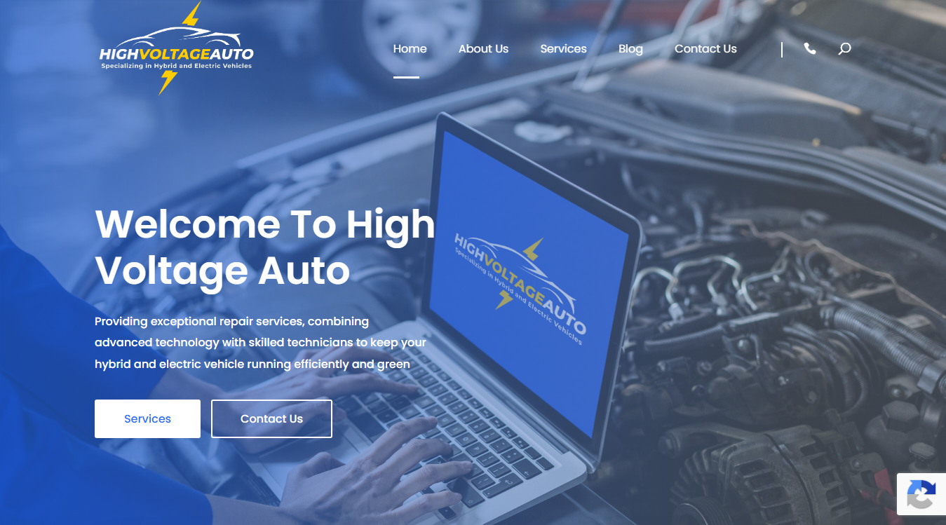 Website screenshot for High Voltage Auto