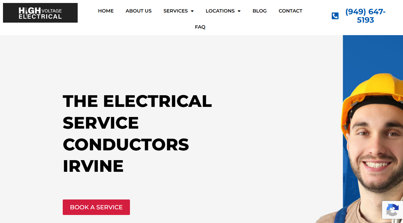 Website screenshot for High Voltage Electrical
