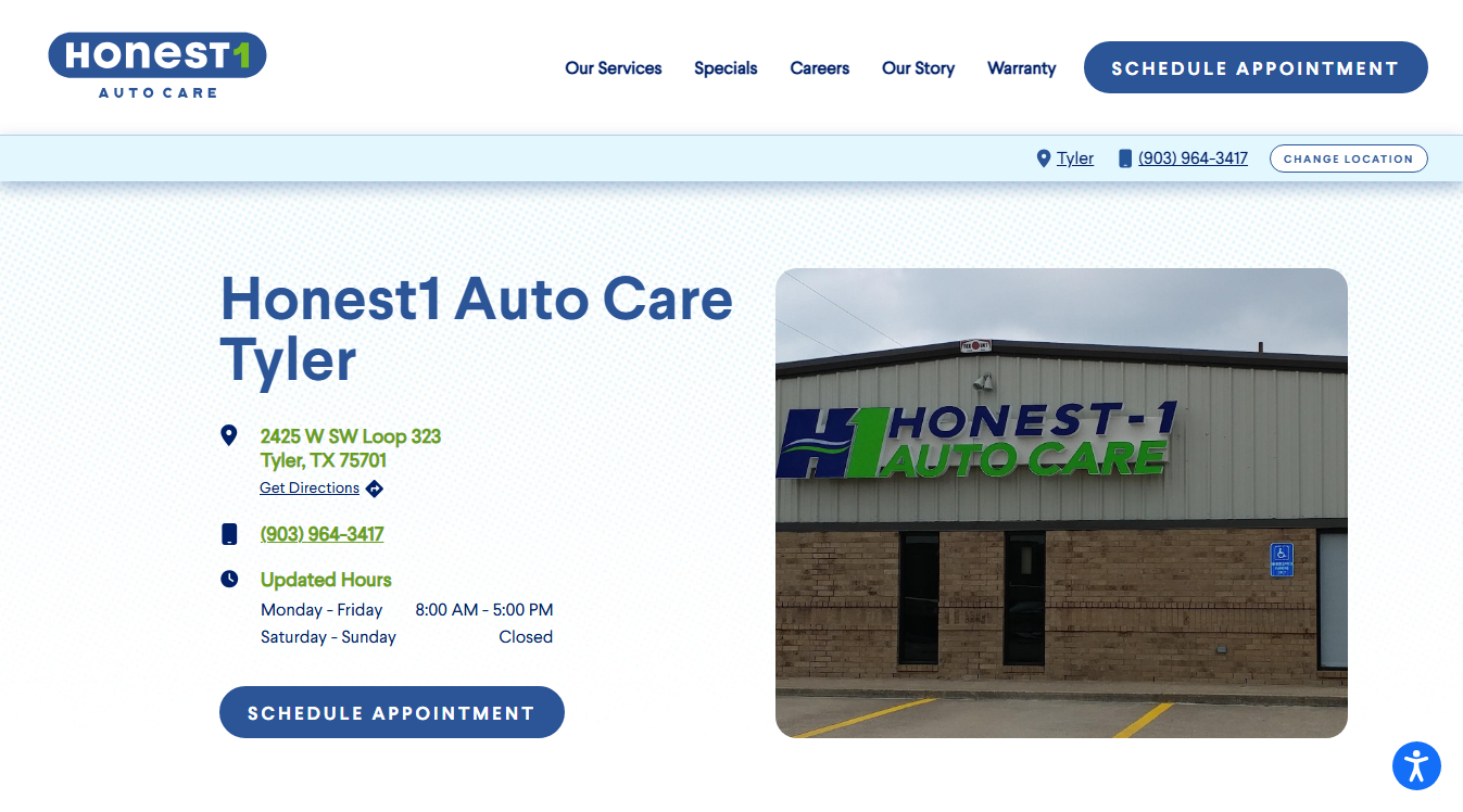 Website screenshot for Honest-1 Auto Care