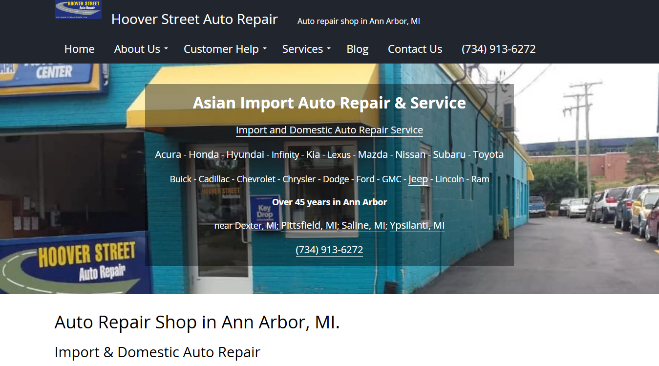 Screenshot of Hoover Street Auto Repair