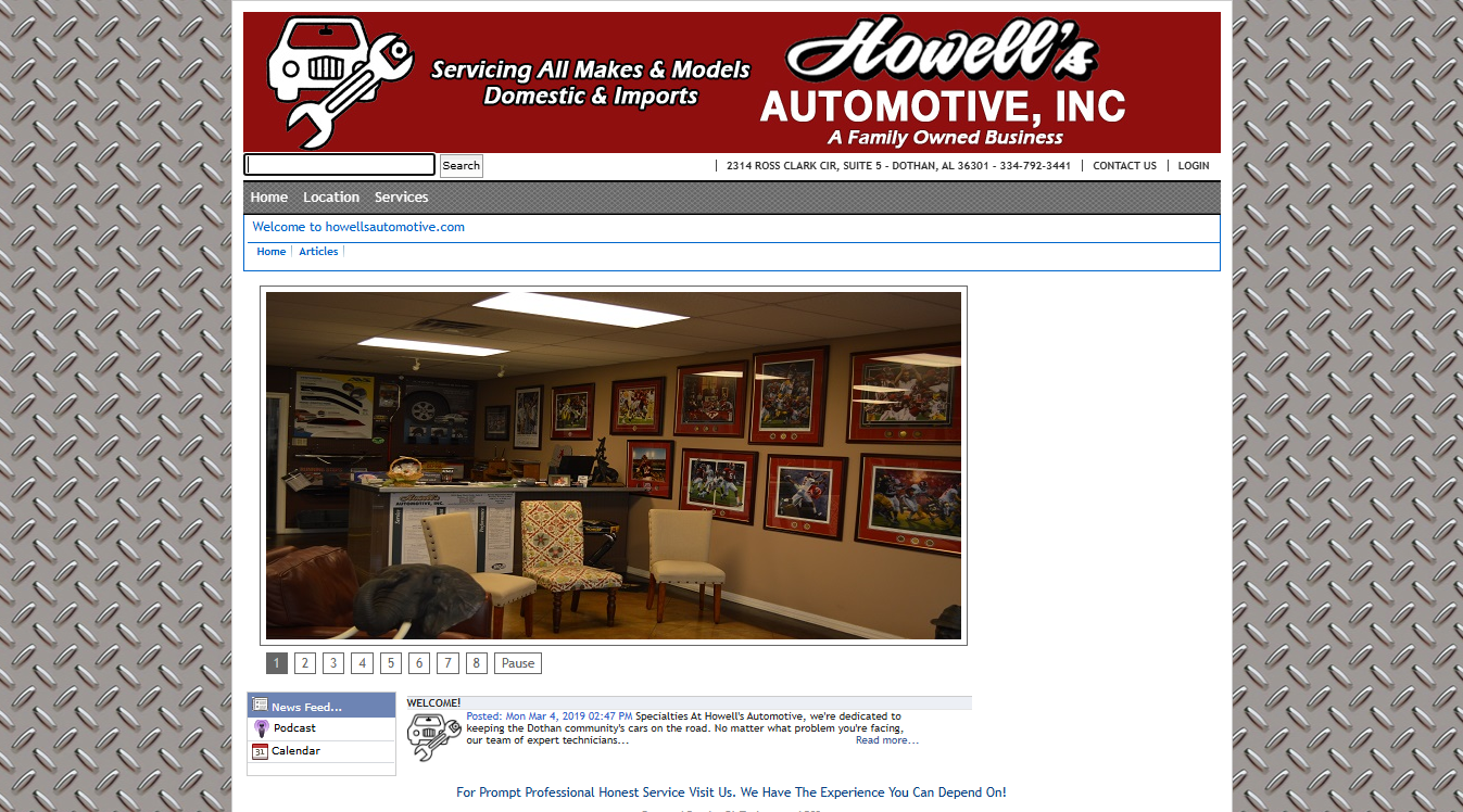 Website screenshot for Howell's Automotive
