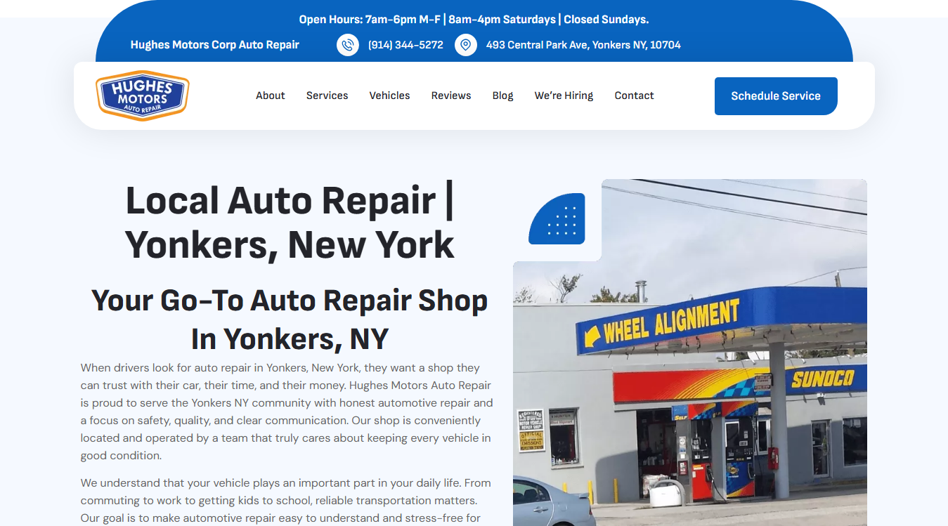 Screenshot of Hughes Motors Auto Repair
