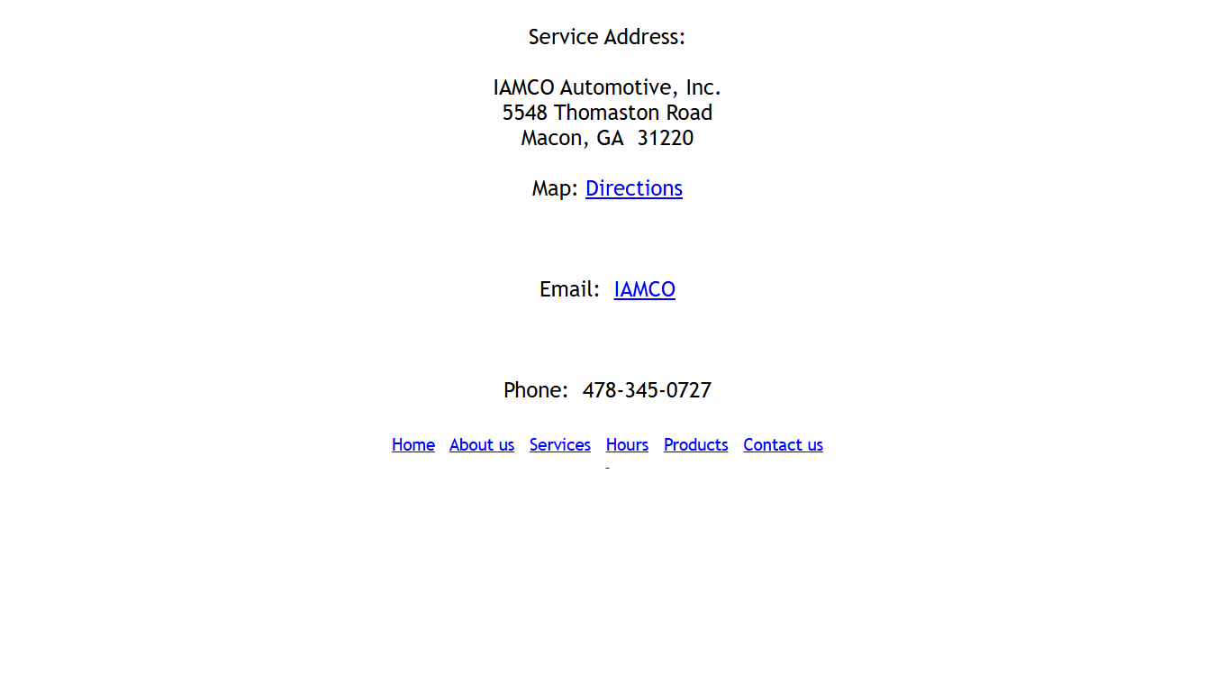 Website screenshot for IAMCO Automotive, Inc.