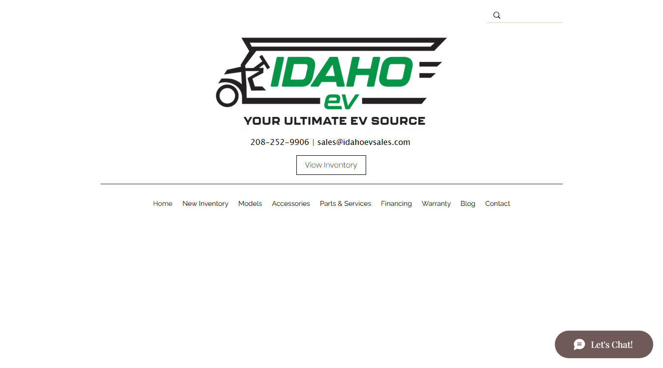 Website screenshot for Idaho EV
