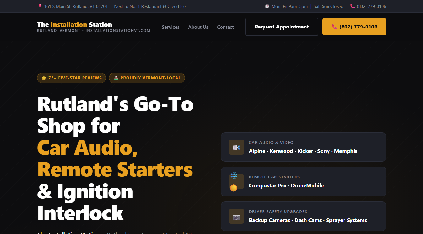 Website screenshot for Installation Station