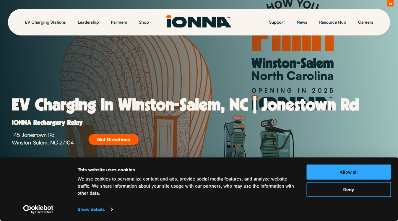 Website screenshot for IONNA Charging Station