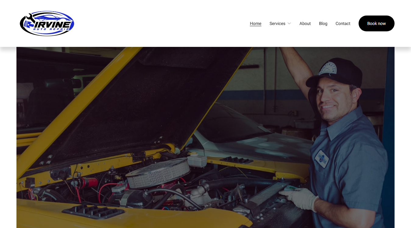 Website screenshot for Irvine Auto