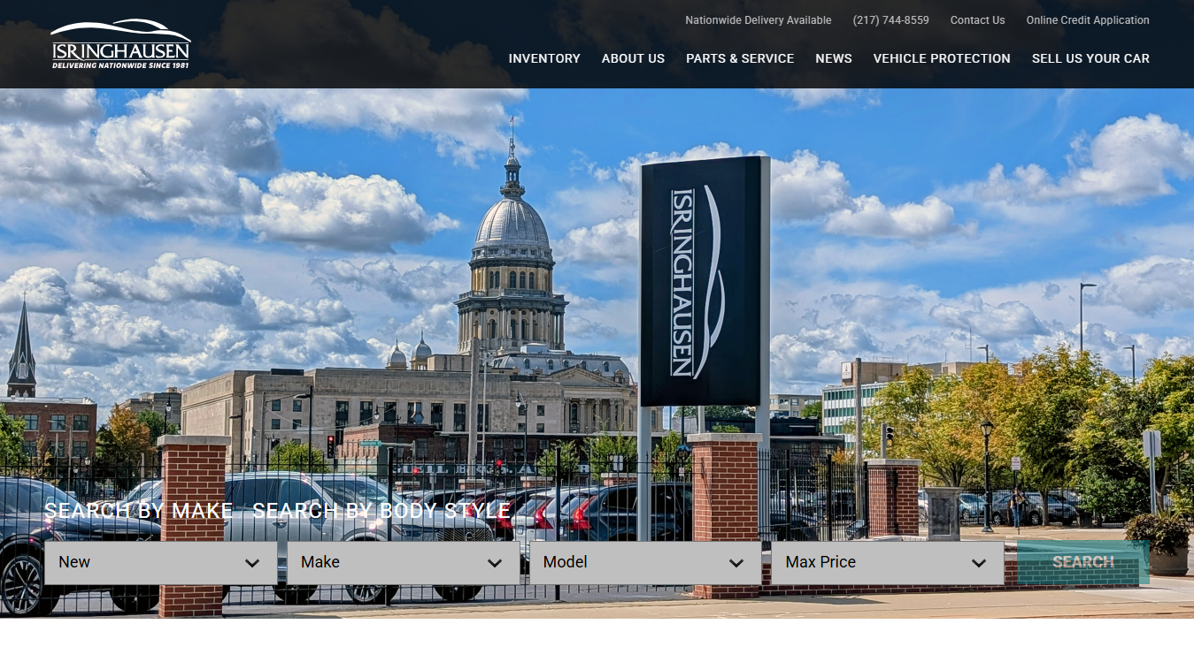 Website screenshot for Isringhausen Imports