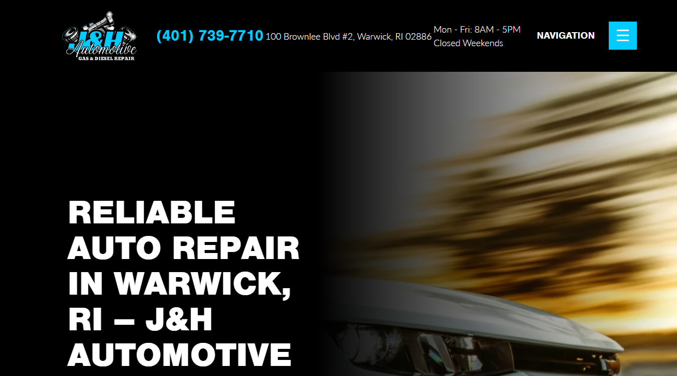 Website screenshot for J & H Automotive Gas & Diesel - ADAS Calibration Center