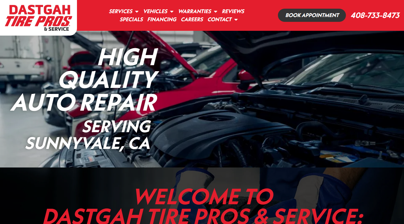 Website screenshot for J & J Auto Care