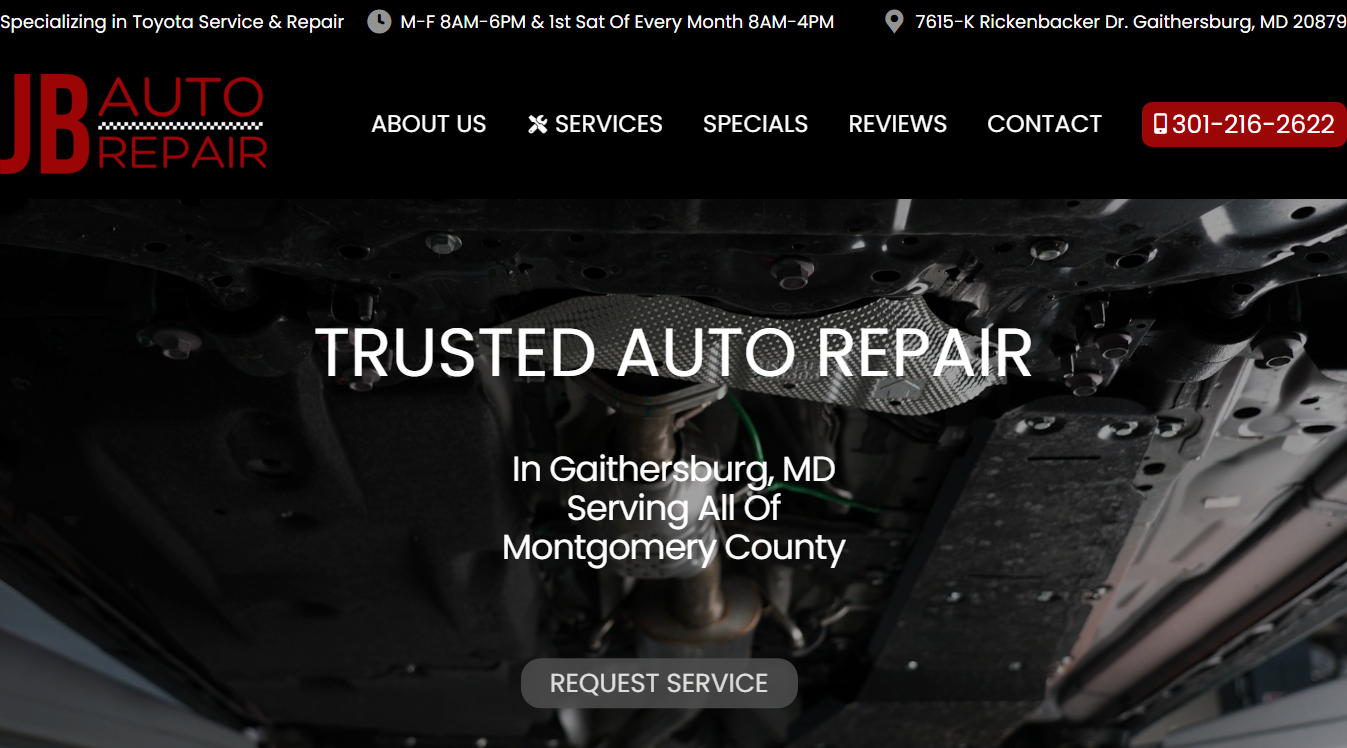 Website screenshot for J B Auto Repair