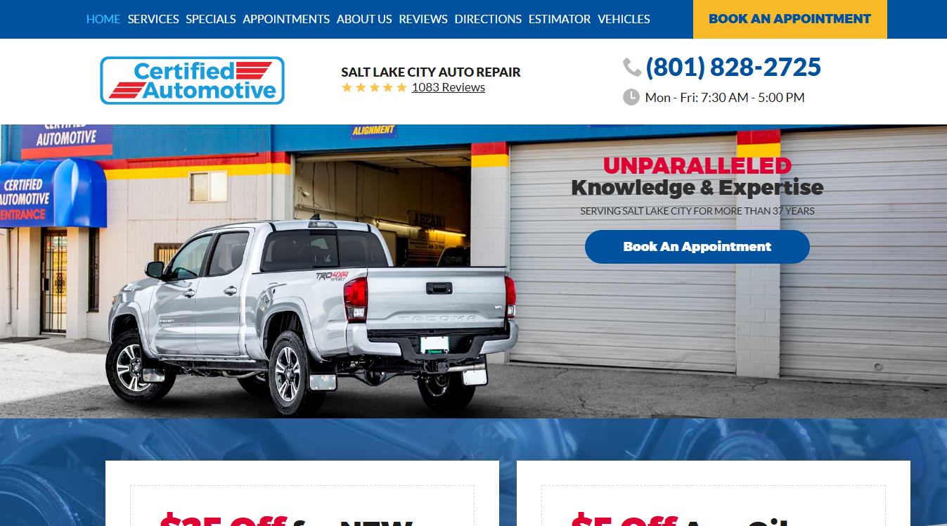 Website screenshot for J Team Auto Repair & Exhaust, LLC