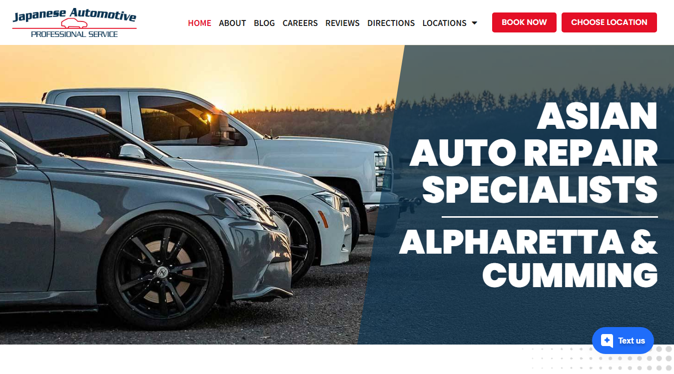 Website screenshot for Japanese Automotive Professional Service