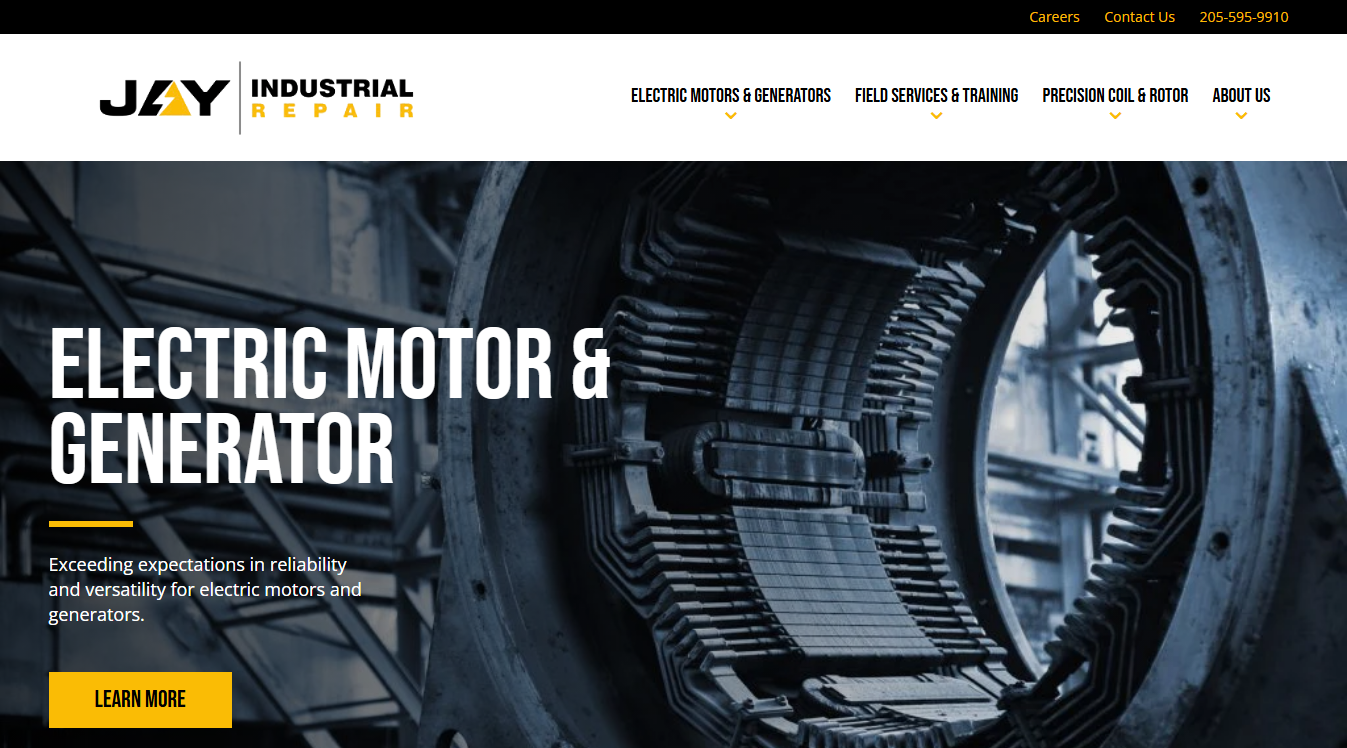 Website screenshot for Jay Industrial Repair