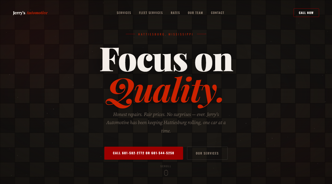 Website screenshot for Jerry's Automotive