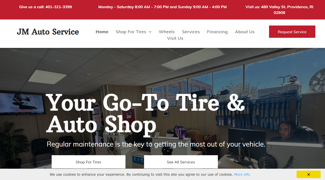 Website screenshot for Jm Auto Service