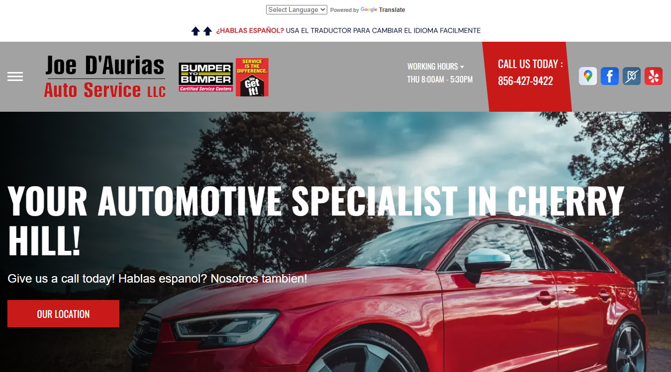Screenshot of Joe D'Aurias Auto Service