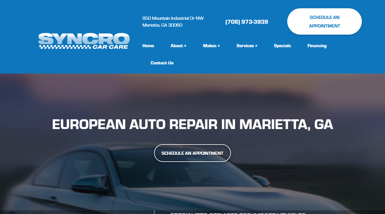 Website screenshot for John's Automotive Repair Shop