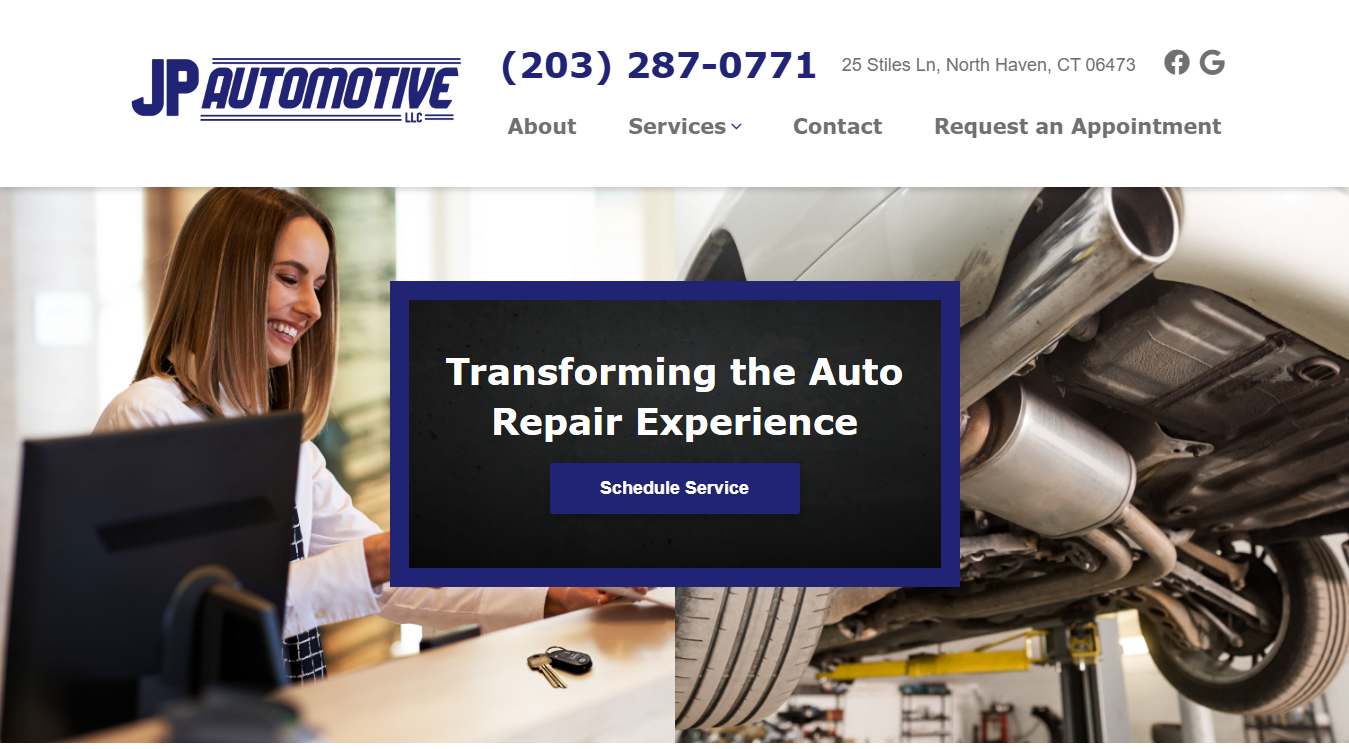 Website screenshot for JP Automotive