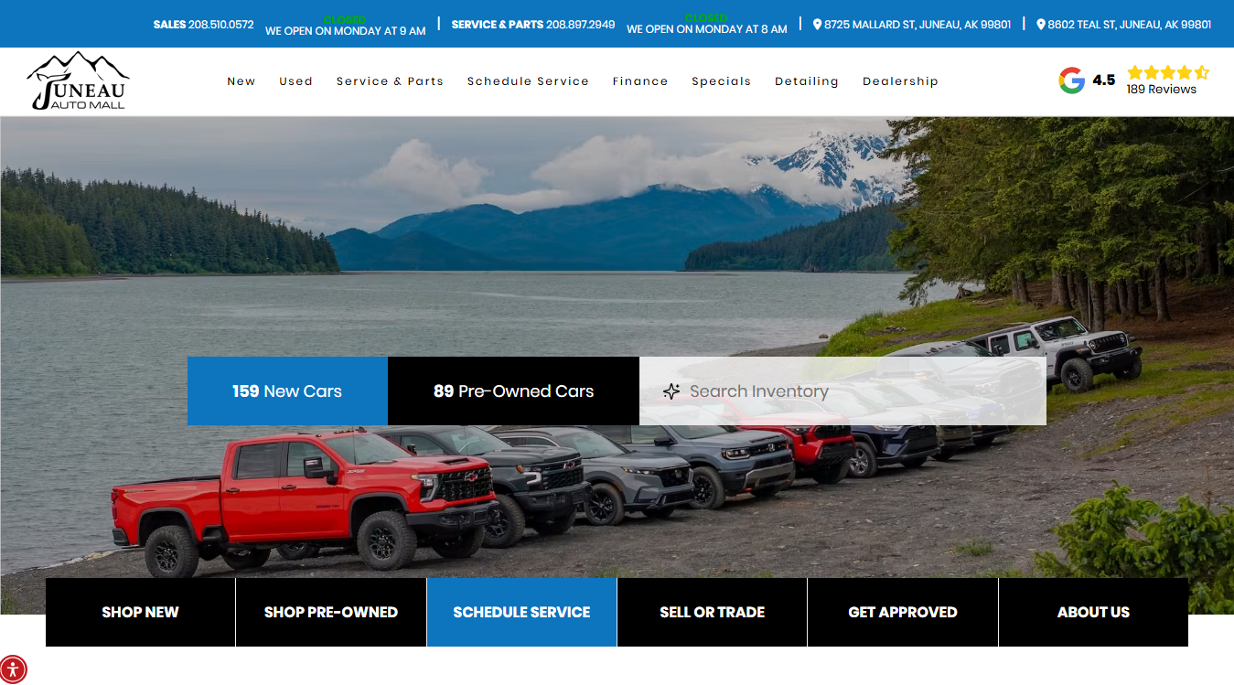 Website screenshot for Juneau Auto Mall