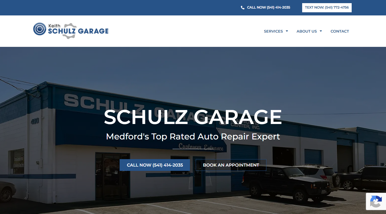 Website screenshot for Keith Schulz Garage
