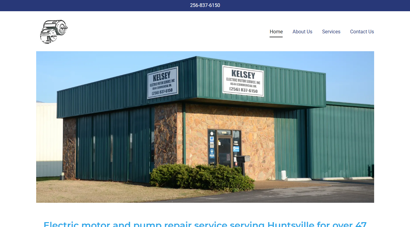 Website screenshot for Kelsey Electric Motor Service Inc