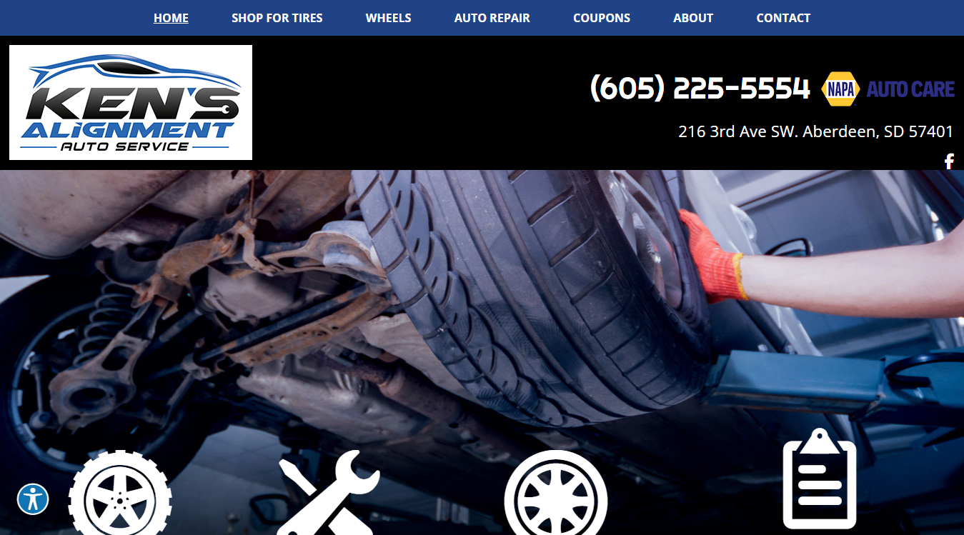 Website screenshot for Ken's Alignment Auto Service Center