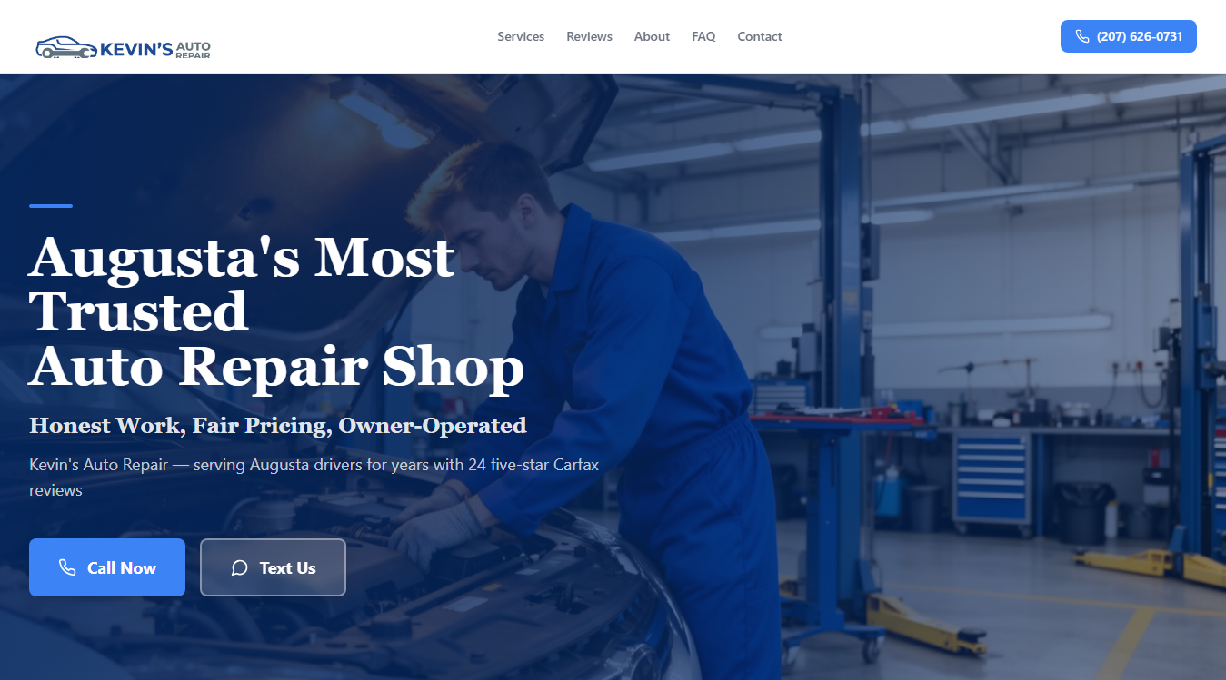 Screenshot of Kevin's Auto Repair