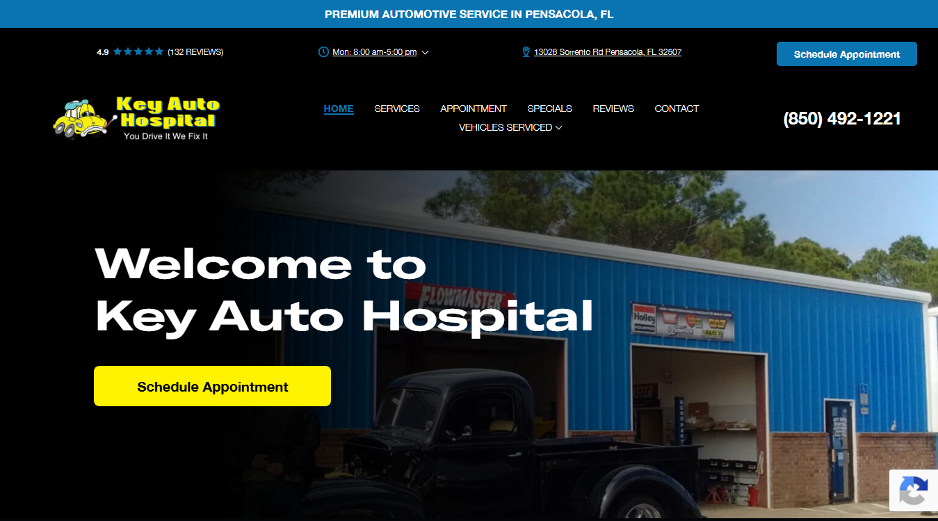 Website screenshot for Key Auto Hospital