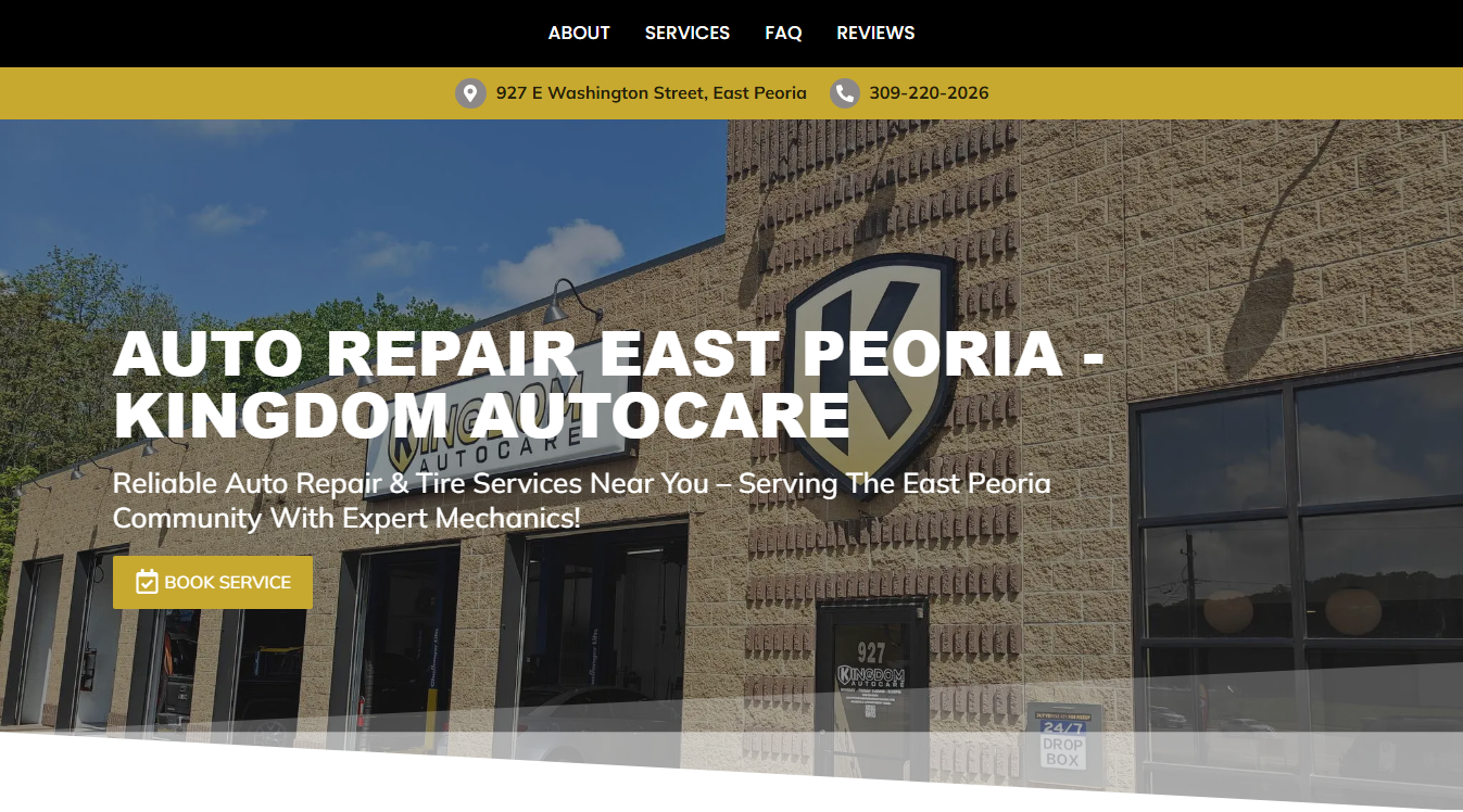 Website screenshot for Kingdom Autocare - East Peoria Auto Repair