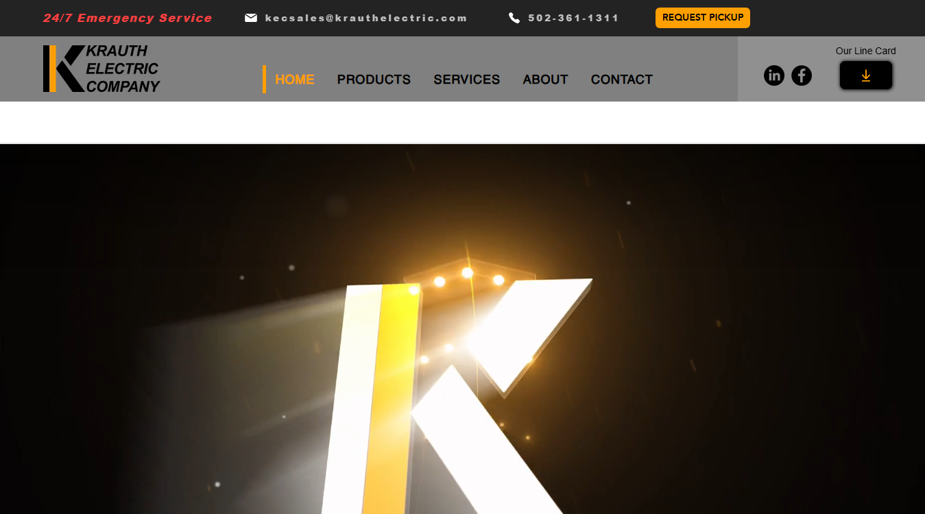 Website screenshot for Krauth Electric Co