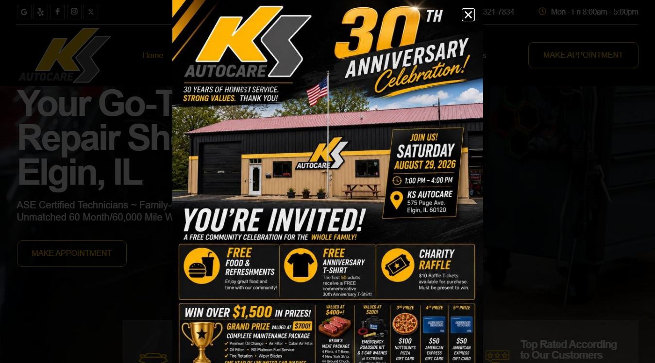 Website screenshot for KS Autocare - Best Auto Repair Shop in Elgin IL