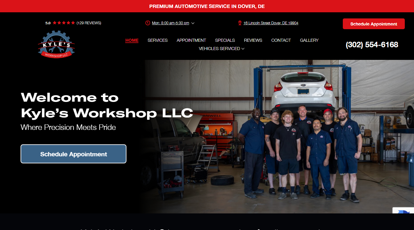 Website screenshot for Kyle's Workshop LLC