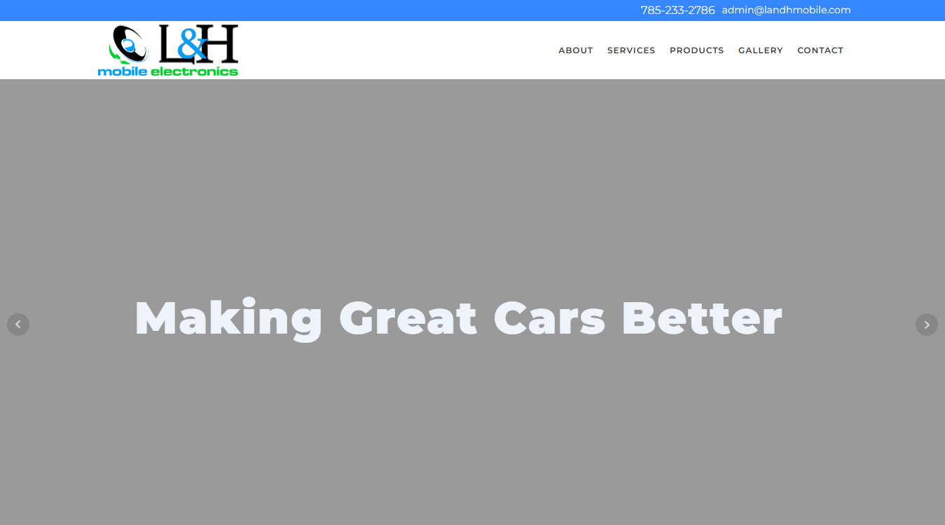 Website screenshot for L & H Mobile Electronics
