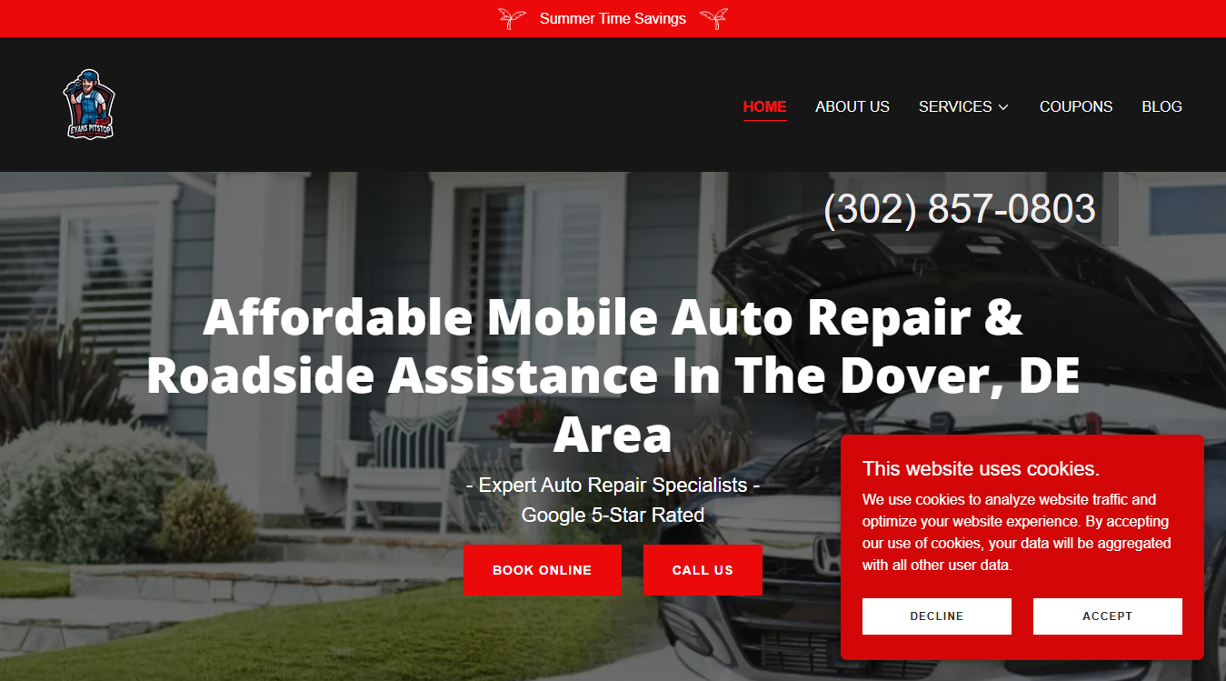 Website screenshot for Lair's Auto Electric Inc.