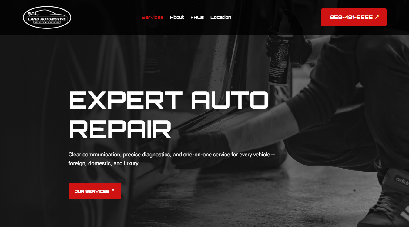 Website screenshot for Land Automotive Services