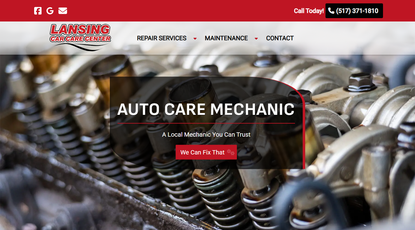 Website screenshot for Lansing Car Care Center