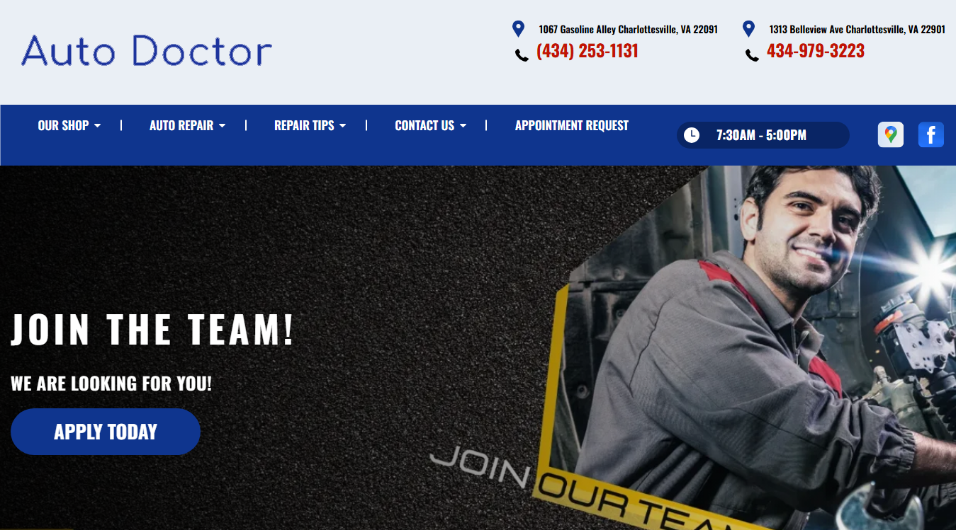 Website screenshot for Larry's Auto & Truck Repair