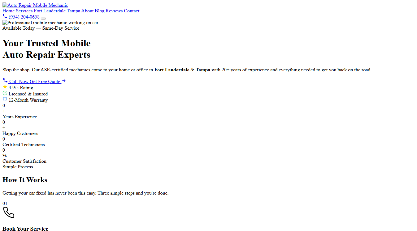 Website screenshot for LEO & BV AUTOREPAIR LLC