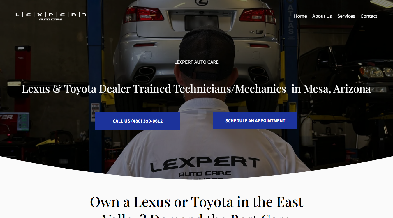 Website screenshot for Lexpert Auto Care